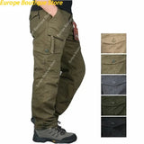 Camping Hiking Pants Men Cargo   Cotton Overalls Straight  Trousers Multi-Pocket Baggy  Slacks Pants