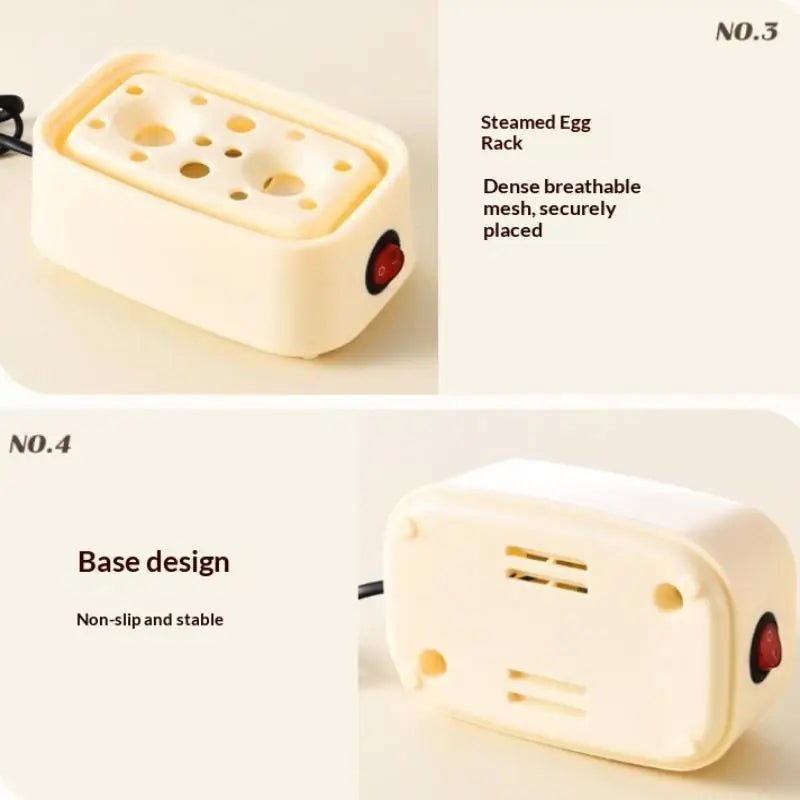 Electric Egg Boiler Automatic Cooker Rapid Egg Boiler Breakfast Machine Multi-Function Egg Cooker 2 Eggs Portable Food Steamer