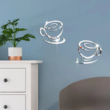 New Creative Acrylic Mirror Coffee Cup Wall Paste Living Room Bedroom Background Wall Decoration Self-adhesive Mirror