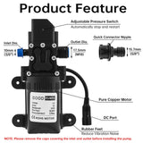 Electric Pressure Washer Pump 100W 160PSI 12V DC Water Transfer Pump Diaphragm Self Priming Sprayer Water Pump for Home / Garden