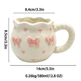 Bow Ceramic Coffee Cup Cute Handmade Ins Style Mug Drinking Water Afternoon Tea Gift Decoration Summer Dopamine Girlfriend Gift