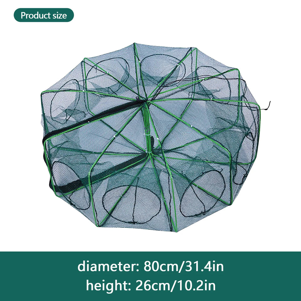 Folding lobster cage 2025 new style fishing trap fishing tool kit fish shrimp crayfish crab fishing net nylon material