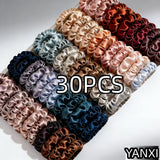 1/30/60/100pcs bulk satin scrunchies 100colors  women small 6.5cm headwear hair ties accessories casual cute black coffee