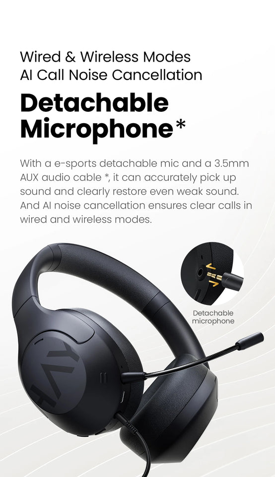 HAYLOU S30 Wireless Bluetooth 5.4 Headphones 43dB Adaptive Noise Cancelling Headsets 40mm Driver 80H Playtime Earphones