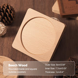 Wood Coasters for Drink Beech Coasters Heat Resistant Round Non-slip Pad Cup Coasters Tea Coffee Cup Pad for Home Table Kitchen