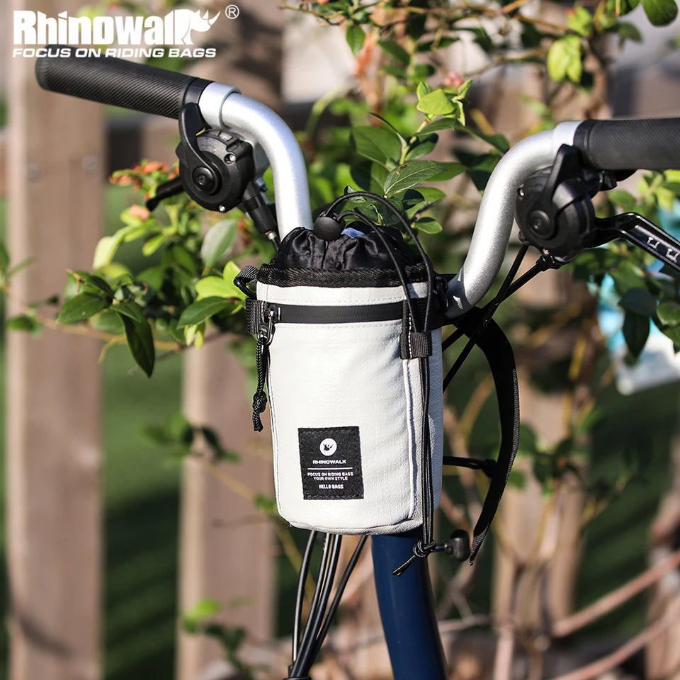 Rhinowalk Bicycle Handlebar Bag 1.6L Insulated Water Bottle Bag Cycling Front Tube Bag Commuting Morandi Color Shoulder Pack