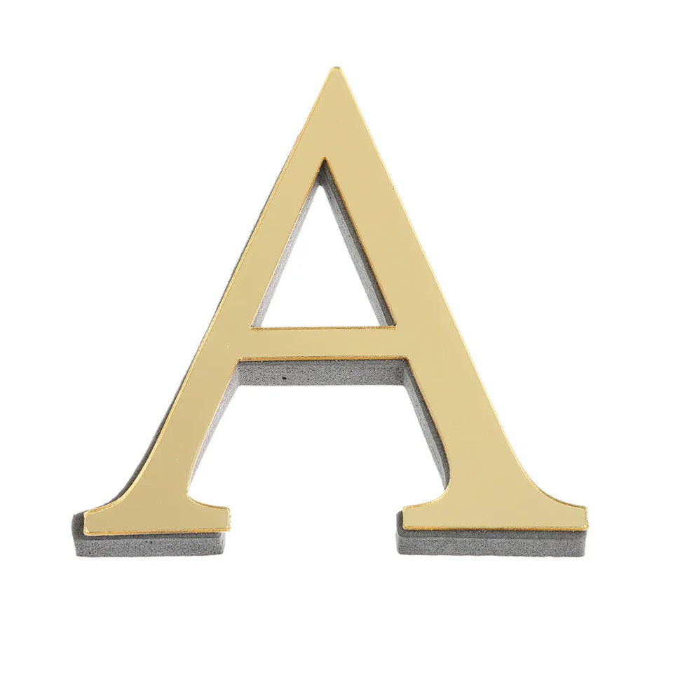 10CM 26 English Letters Wall Sticker 3D Mirror Acrylic Gold Wall Sticker Decals Self-Adhesive Home Party Decor Wall Art Mural