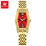 OLEVS Brand Casual Stainless Steel Female Wristwatcch Relogio Feminino Luxury Gold Red Quartz Ladies Watch Fashion Women Watches