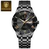POEDAGAR Luxury Man Clock Waterproof Luminous Week Date Fashion Men's Wristwatch Stainless Steel Business Quartz Watches For Men