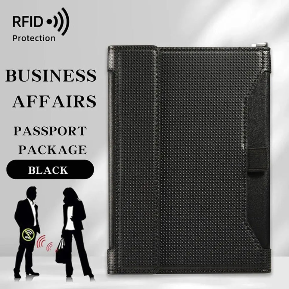 New Solid Color Passport Holder RFID Blocking Ticket Slot Clip Protective Cover Protector Leather Travel Card Bag