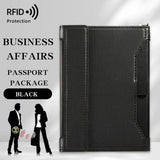 New Solid Color Passport Holder RFID Blocking Ticket Slot Clip Protective Cover Protector Leather Travel Card Bag