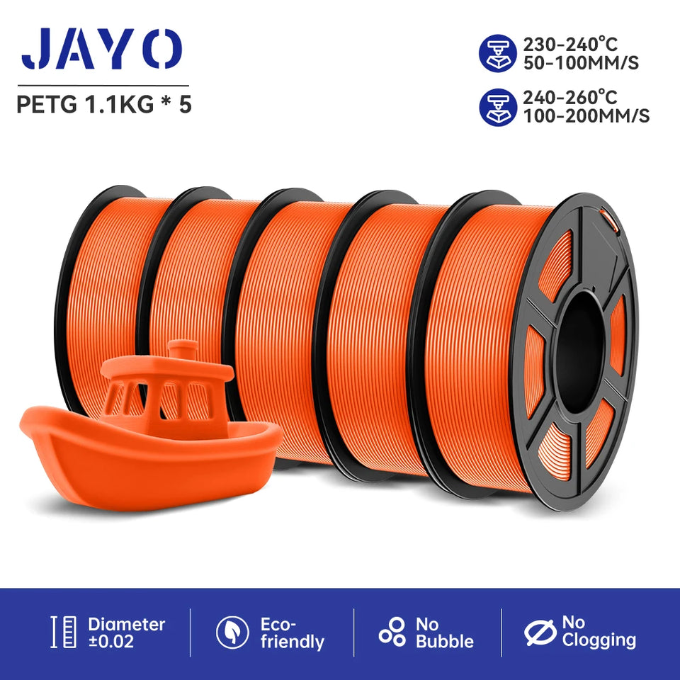 JAYO filaments petg 5Rolls Mixed colors 3D Printer Filament 1.75mm 100% No Bubble FDM 3D Printer Materials DIY Gift 1.1KG/1rolls