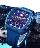 LIGE Brand Mens Watch Skeleton Skull Dial Sports Military Watches Men Fashion Luxury Waterproof Quartz Watch Chronograph Relogio