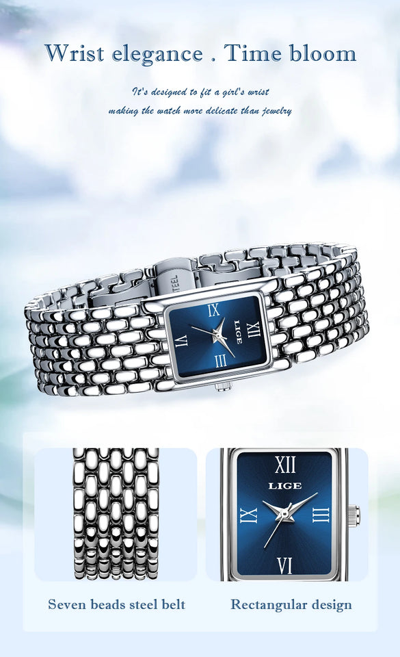 LIGE new 2025 women's watch quartz stainless steel strap women watches luxury casual waterproof retro fashion ladies watch reloj