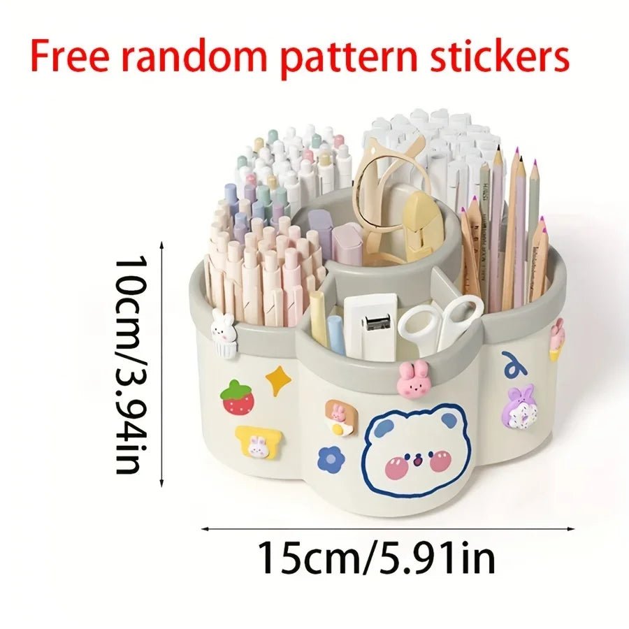1 Piece of 360 ° Rotating Pen Holder - Multifunctional Office Desk Organizer, Suitable for Makeup Pens and Student Stationery