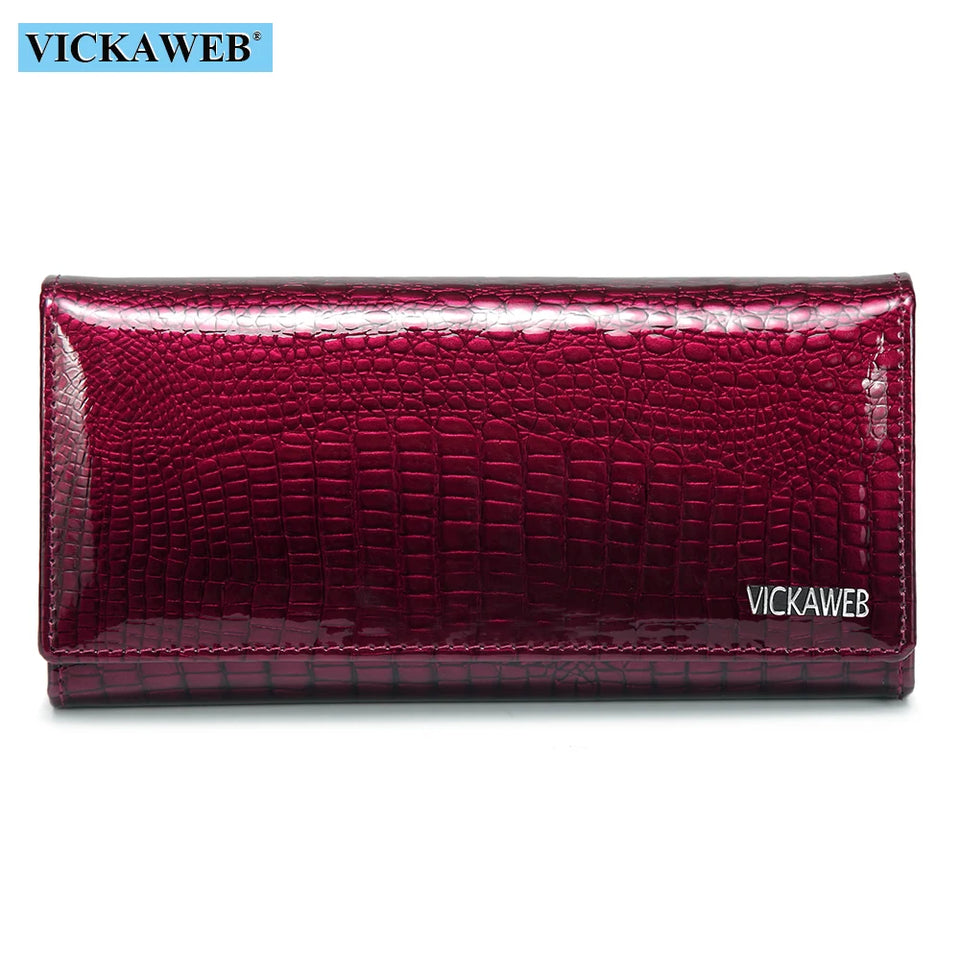 New Women Magnetic Hasp Wallet Genuine Leather Coin Purse Ladies Long Fashion Female Card Hold Money Bag AE501-1