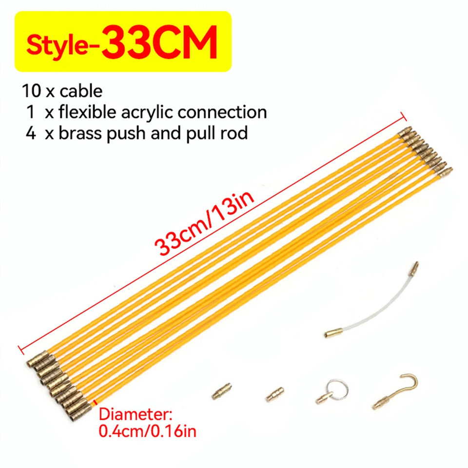10Pcs Fiberglass Cable Push Puller Dia.4mm/3mm 33/45cm Running Cable Wire Kit Electrical Cable Wall Installing Rods Wiring Tool