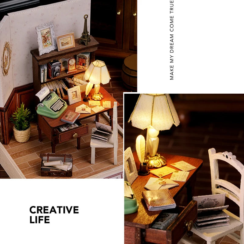 Coffee Shop Wooden Mini Doll House DIY Small House Kit Making And Assembling Room Models Toys For Kid Birthday Gifts Dollhouse