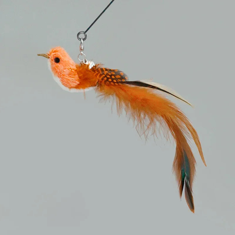 Cat Feather Toy Accessories False Birds Worm Toy with Bell Kitten Cat Toys Interactive Replacement Refill Foam Ball Training