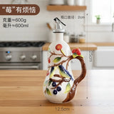 Hand-Painted Ceramic Seasoning Bottle Bird Flower Fruit Soy Sauce Vinegar Oil Bottle Coffee Table Wine Cabinet Decoration