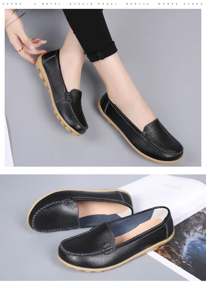 Women Flats Ballet Shoes Woman Cut Out Leather Breathable Moccasins Women Boat Shoes Ballerina Ladies Casual Shoes