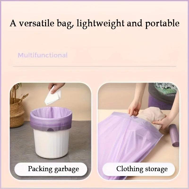 Purple Drawstring Trash Bags 100-Pack Thick Leak-Proof Disposable Garbage Bags for Kitchen Bathroom Home Trash Cans