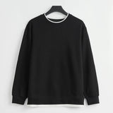 Men's Long Sleeve Casual Hoodie Loose Fit Round Neck White Top For Spring Autumn Versatile Sweatshirt Trendy Brand Men's Wear