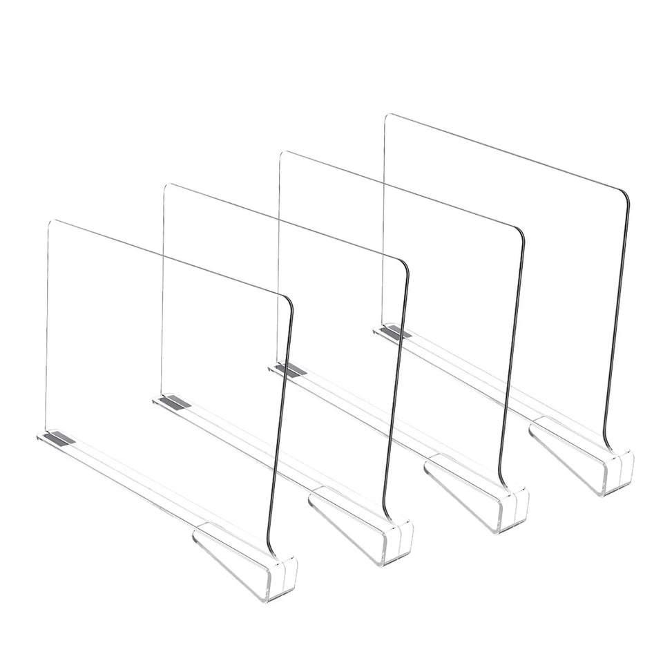 8/4/2pcs Transparent Closet Shelf Dividers – Clear Wardrobe Organizers for Clothing, Books & Storage