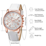 6PCS/Set Geneva Women Watches Casual Leather Band Quartz Wrist Watch Diamond Jewelry Set(Without Box)