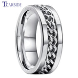 Dropshipping 8mm New Arrivals Men Women Stainless Steel Rotate Chain Ring Stepped Grooved Brushed Festival Fashion Gift Jewelry