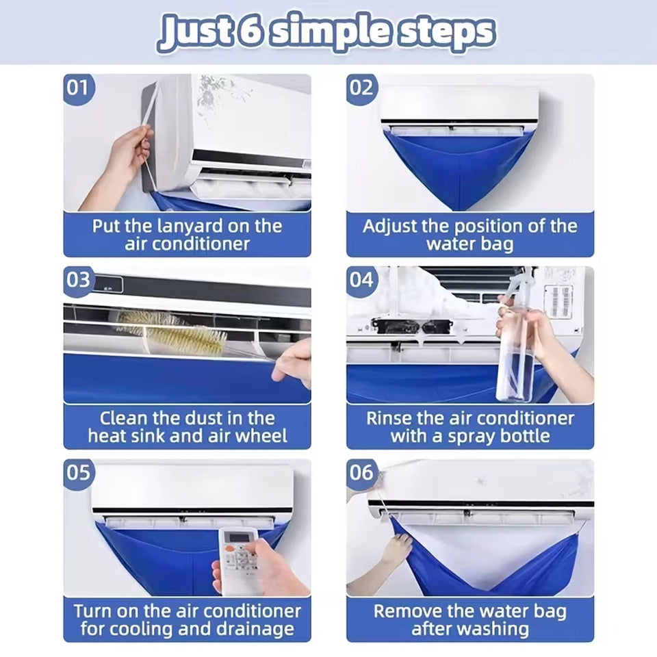 Split AC Cleaning Kit Universal for All AC Models Spill Proof Cleaning Bag with Water Pipe for Home Office and Commercial Use
