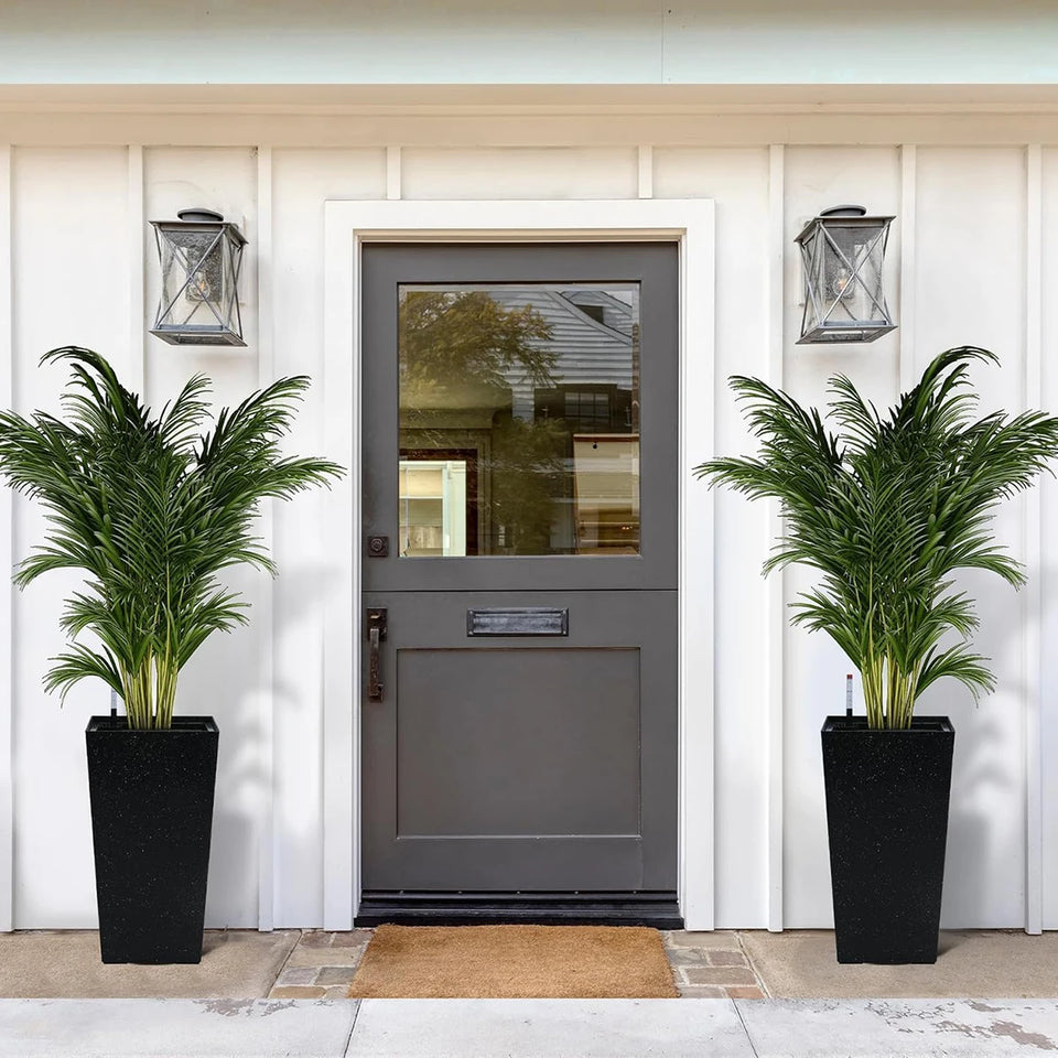 Rectangular Planters Set of 2, Large Plant Pots with Drainage Holes＆Water Level Monitor for Outdoor Indoor Patio Porch Rooms