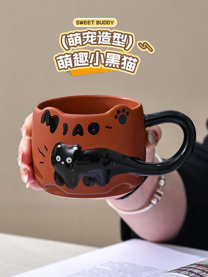 Cup Cat Stacking Cup Creative Mark Cup Drinking Cup For Guests Home Set Handle Ceramic Coffee Cup