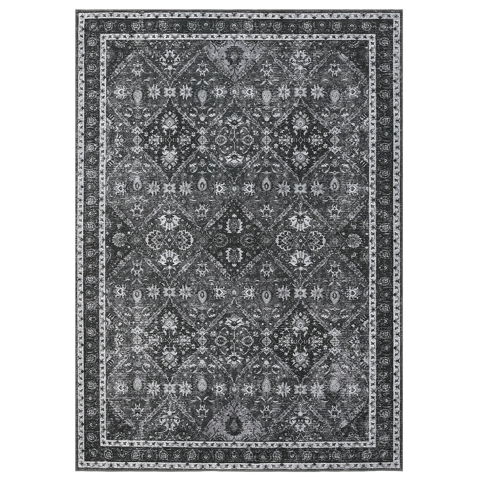 Rug for Living Room, Machine Washable, Non-Slip,Stain & Water Resistant, Low-Pile Moroccan Trellis Hallway Vintage Foldable Rug