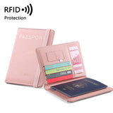 New Solid Color Passport Holder RFID Blocking Ticket Slot Clip Protective Cover Protector Leather Travel Card Bag