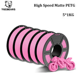 TECBEARS High Speed Matte PETG 3D Filament 1.75mm 5KG petg 600mm/s  Neatly Wound Multi Color FDM 3D Printer Materials DIY Gift