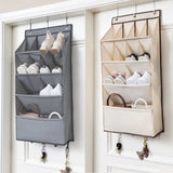 Multi-pockets Wall Storage Bag Large Over Door Hanging Shoe Organiser Behind Doors with 4 Metal Hooks Shoes Rack Storage Bags