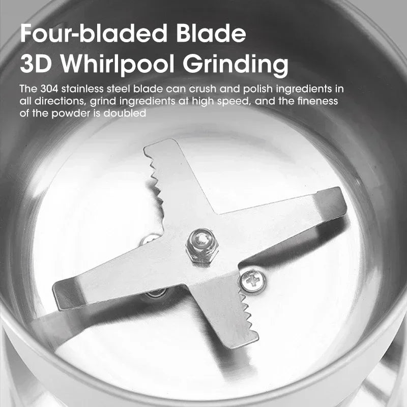 Stainless Electric Grinder 4Blades Fast Grinding Multifunction Smash Machine Household Coffee Beans Rice Mill Grinder 200W/400W