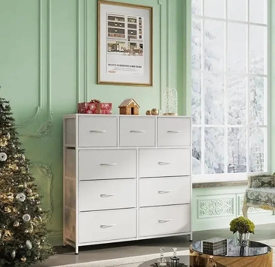Living Room Closet Hallway White Bedroom Furniture Wide Steel Storage Organization Dresser Chest Drawers