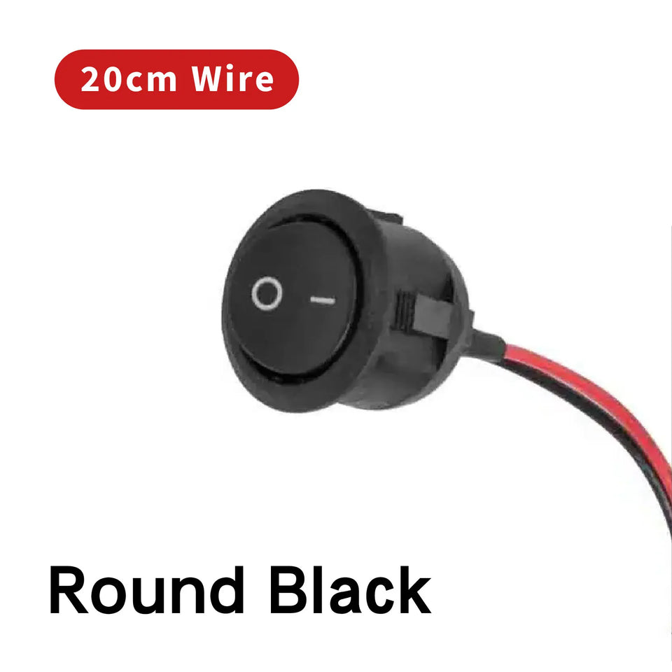 Mini Rocker ON Off 2/3Pin Toggle Square Round Electrical Switch with Pre-Wired 20cm 6A/250V10A/125V