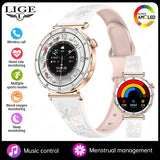 LIGE New 1.19inch AMOLED Fashion Ladies Smart Watch Bluetooth Call Sports Bracelet Women’s Health Waterproof Diamond Smartwatch