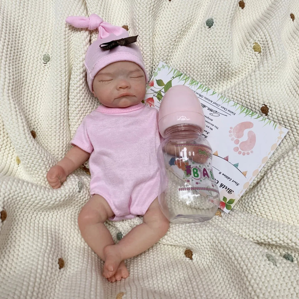 AnjoDoll 10Inch Silicone Girls Whole Body Soft Solid Silicone Reborn Doll Handmade Painted Washable Play Dolls Toys For Gifts