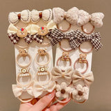 10PCS/Set Milk Coffee Girl Hair Ropes Cute Rabbit Bow Baby Princess Ponytail Rubber Bands Hair Accessory for Girl