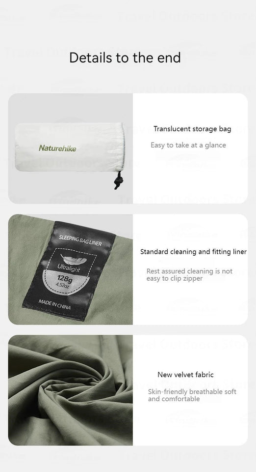Naturehike Sleeping Bag Liner 128g Ultralight Single Stretch Envelope Soft Style For Tourism Camping Sleeping Bags Accessories