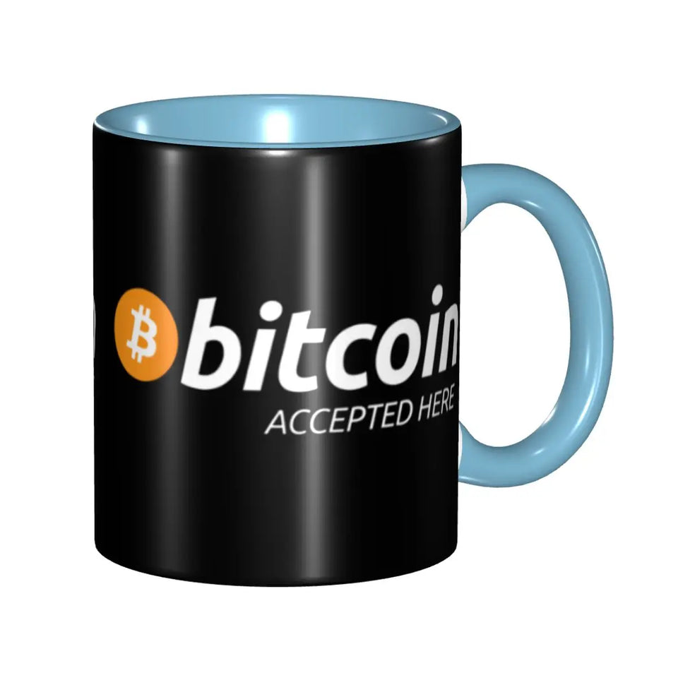 Bitcoin Accepted Here Coffee Mug DIY Customized Ceramic Tea Milk Mug