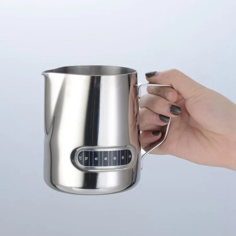 350/600ml Stainless Steel Coffee Latte Art Cylinder with Temperature Sticker Latte Art Cup Milk Frother Milk Cylinder 20oz