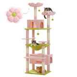 Multi-Level Cat Tree Tower with Scratching Posts&Board, Hammock, Cat Condo, Spacious Top Perch,Dangling Balls for Indoor Cats