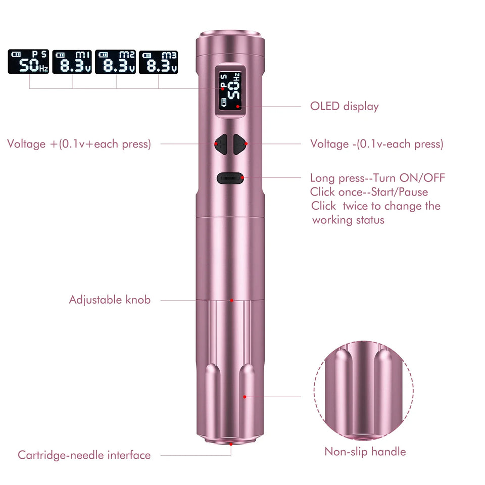 New upgrade K6003 Wireless PMU Tattoo Machine 2.8mm stroke Tattoo Pen With 2 Battery Packs For Eyebrow Permanent Makeup