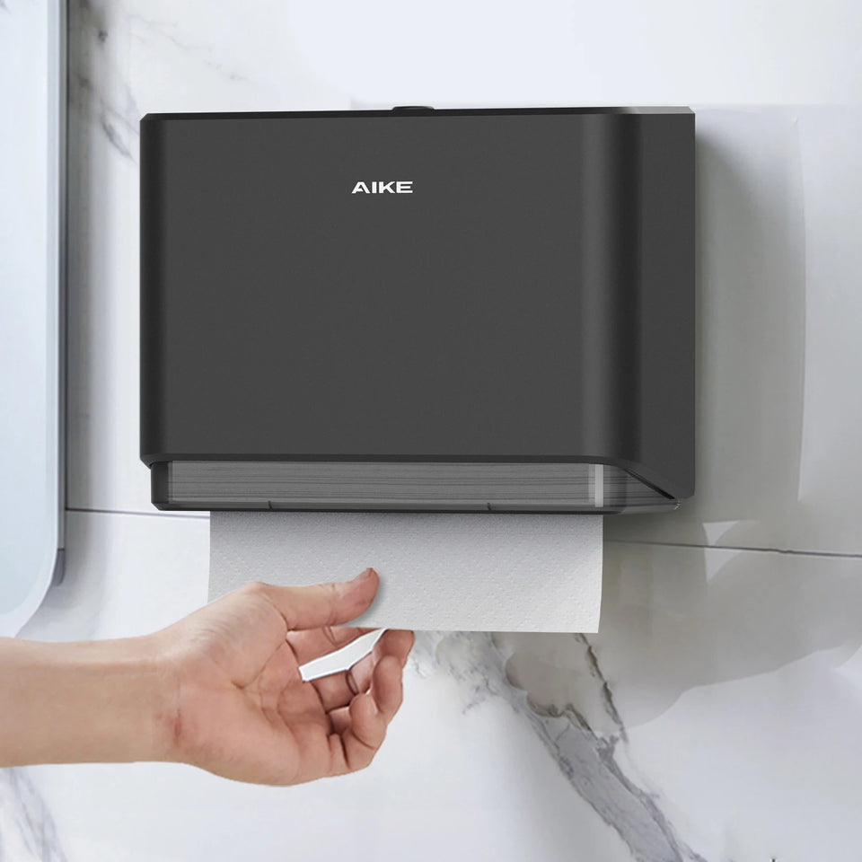 AIKE Professional Paper Towel Holder Wall Mount Punch Free Tissue Dispenser with Smart Lock Paper Box for Toilet Bedroom Kitchen