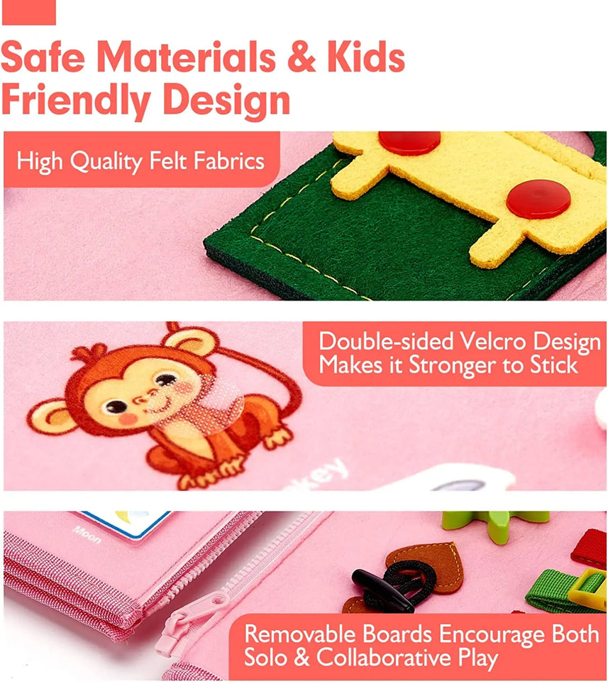 Montessori Toddler Busy Board,Autism Sensory Toys，Educational Activity Motor Skills Baby, Life Skills Learning Toys for Kids